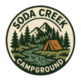 This is a picture of the logo of Soda Creek Campground in Soda Springs, Idaho